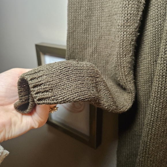 Massimo Dutti Long Olive Green Knit Cardigan - Picture 7 of 7